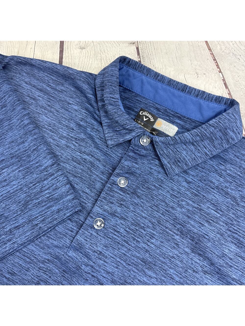 Callaway Opti-Dri Men's L Blue Heather Moisture Wicking Golf Polo